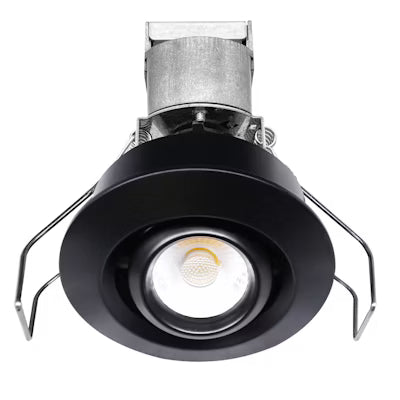 Envision LED 1" LV Round Gimbal Downlight, 1CCT Selectable 30K, Black, LED-MDL-1-ADJ-6W-30K-RD-BLK-12V