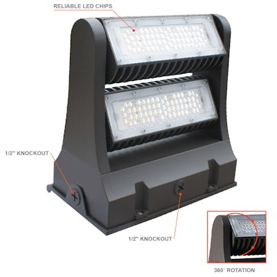 Envision LED Rotating Wall Pack, R-Line, 3CCT Selectable 30k/40k/50k, Bronze, LED-WPROT2-3P80WD-TRI-BZ