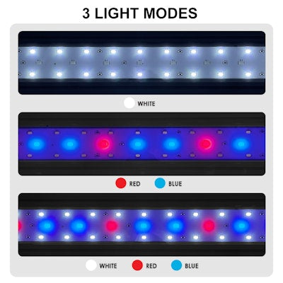 Envision LED Aquarium Light 16" bar 18-24" Tank, 3 Light Modes Remote, Qube-Line, 3CCT Selectable Red/Blue/6500k, Black, QB-AQUA-16I-14W-FS