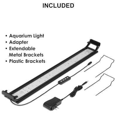 Envision LED Aquarium Light 28" bar 30-36" Tank, 3 Light Modes Remote, Qube-Line, 3CCT Selectable Red/Blue/6500k, Black, QB-AQUA-28I-20W-FS