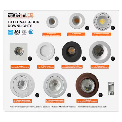 Envision LED Display featurg 10 of our canless downlights, 5CCT Selectable 27K/30K/35K/40K/50K, DISPLAY-DLJBX