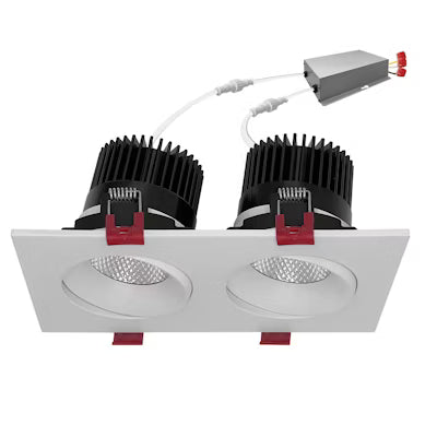 Envision LED 4" Multiple, Double Head, 5CCT Selectable 27K/30K/35K/40K/50K, White, LED-SQM2-4-30W-5CCT-WH