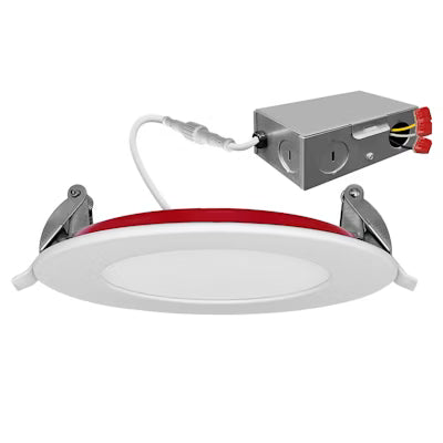 Envision LED 4" EXternal J-Box Round Downlight, Slim-Line, FIRE RATED, 5CCT Selectable 27K/30K/35K/40K/50K, White, LED-SL-PNL-4R-12W-5CCT-FR-WH