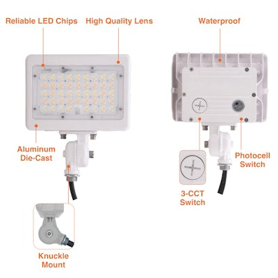 Envision LED Mini Area Flood Lights, M-Line, 3CCT Selectable 30k/40k/50k, White, LED-ARL-2P50-TRI-WH-KN-PC
