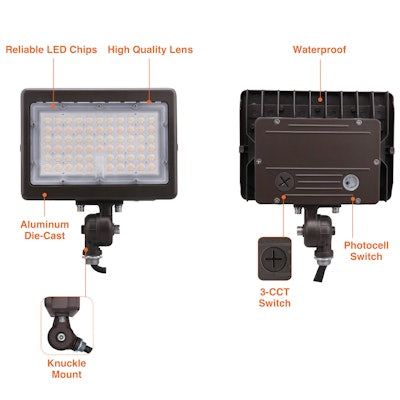 Envision LED Mini Area Flood Lights, M-Line, 3CCT Selectable 30k/40k/50k, Bronze, LED-ARL-3P80-TRI-BZ-KN-PC
