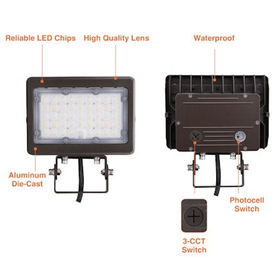Envision LED Mini Area Flood Lights, M-Line, 3CCT Selectable 30k/40k/50k, Bronze, LED-ARL-3P80-TRI-BZ-TR-PC