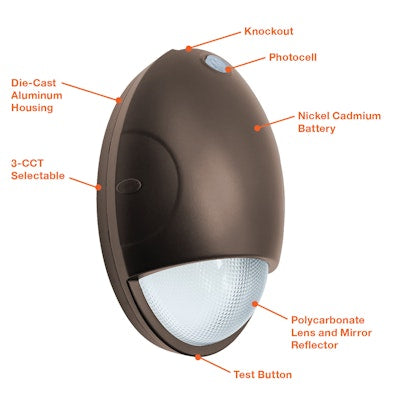 Envision LED Slim Wall Pack, EGG-Line,  3CCT Selectable 30k/40k/50k, Bronze, LED-WPE-15W-TRI-PC-BZ-EMB