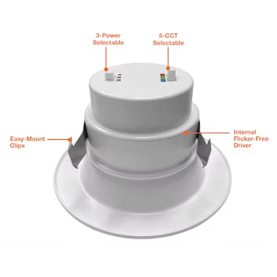 Envision LED 4" Retrofit Downlight, RDL-Line, 5CCT Selectable 27K/30K/35K/40K/50K, White, LED-RDL-4-3P12-5CCT-UNV-0/10V