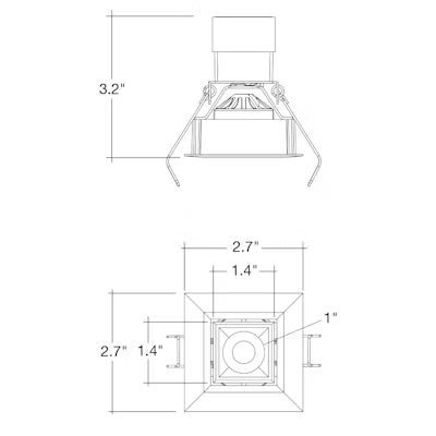 Envision LED 1" LV Square Gimbal Downlight, 1CCT selectable 30K, Black, LED-MDL-1-ADJ-6W-30K-SQ-BLK-12V