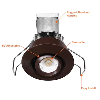 Envision LED 1" LV Round Gimbal Downlight , 1CCT Selectable 30K, Bronze, LED-MDL-1-ADJ-6W-30K-RD-BZ-12V