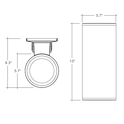Envision LED 6" Cylinder Up and/or Down Light, ARCY-Line, 3CCT Selectable 30k/40k/50k, Black, LED-CYA-UD-6-3P35-TRI-BL-PC