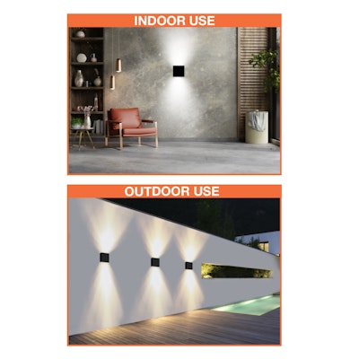Envision LED Modern Square Sconce Light, M-Line, 5CCT Selectable 27k/30k/35k/40k/50k, Black, LED-WSC-UD-15W-5CCT-BL