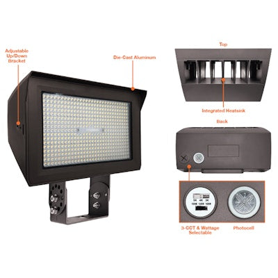 Envision LED Large Flood Lights, ARCY-Line, 3CCT Selectable 30k/40k/50k, Bronze, LED-ARL3-ARC-3P150-TRI-BZ-HV-PC