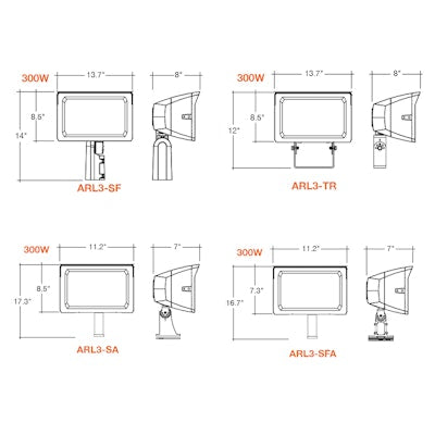 Envision LED ARCY-Line, Large Area Lights,  3CCT Selectable 30k/40k/50k, White, LED-ARL3-ARC-3P300-TRI-BZ-UNV-PC