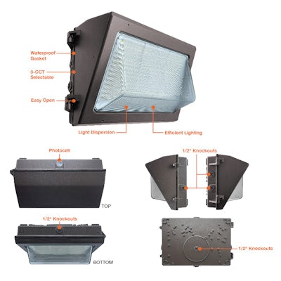 Envision LED Regular Wall Pack, Full-Line, 3CCT Selectable 30k/40k/50k, Bronze, LED-WPF-5P60-TRI-BL-PC