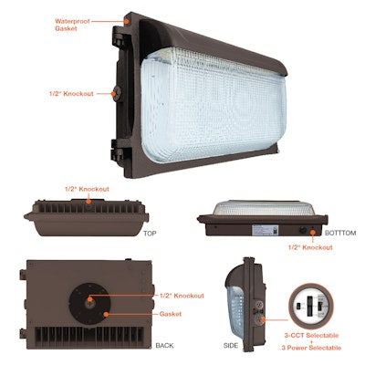 Envision LED Slim Wall Pack, SL-Line, 3CCT Selectable 30k/40k/50k, Bronze, LED-WPF-SL-3P120-TRI-BZ-UNV-PC