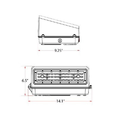Envision LED Full-Cutoff Wall Pack, FC-Line, 3CCT Selectable 30k/40k/50k, Bronze, LED-WPFC-5P80-TRI-BZ-PC