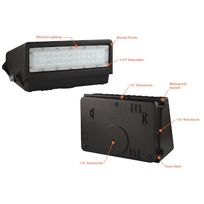 Envision LED Full-Cutoff Wall Pack, FC-Line, 3CCT Selectable 30k/40k/50k, Bronze, LED-WPFC-5P80-TRI-BZ-HV-PC