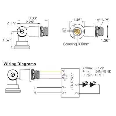 Envision LED S-Line 90DG Receptacle EXtender, White, S-TWC-90