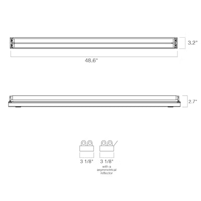 Envision LED 4 ' T8 1 or 2-Lamp Strip fixture (Double Sided Connection), White, T8-4FT-2/1L-STRIP