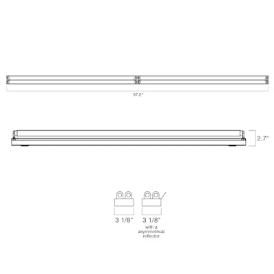 Envision LED 8 ' T8 2 or 4-Lamp Strip fixture (Double Sided Connection), White, T8-8FT-4/2L-STRIP