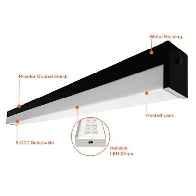 Envision LED C-Line, Eco Linear fixture, 5CCT Selectable 50k/40k/35k/30k/27k, Black, LED-ELIN-4FT-3P50-5CCT-BL