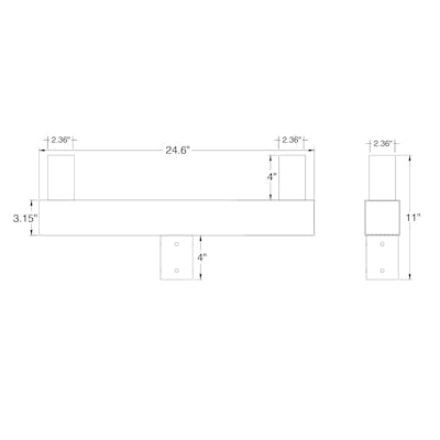 Envision LED Tenon, Square Bullhorn 2-Head Adapter, Bronze, TN-BH-SQ-180-2S
