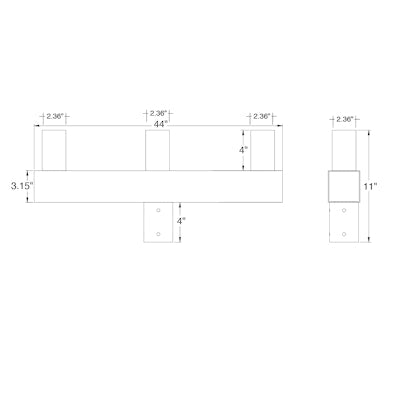 Envision LED Tenon, Square Bullhorn 3-Head Adapter, Bronze, TN-BH-SQ-180-3S