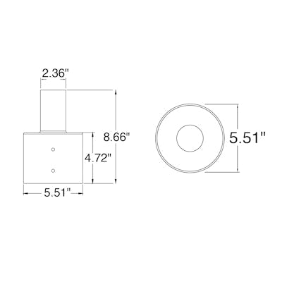 Envision LED Tenon, Round 5" Pole Reducer to 2.36" , TN-RD-5