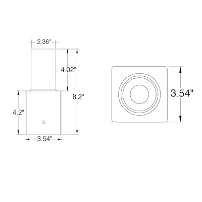 Envision LED Tenon, Square 3" Pole Reducer to 2.36" , Bronze, TN-SQ-3