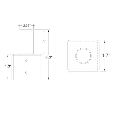 Envision LED Tenon, Square 4" Pole Reducer to 2.36" , Bronze, TN-SQ-4