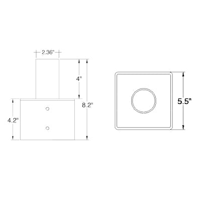 Envision LED Tenon, Square 5" Pole Reducer to 2.36" , Bronze, TN-SQ-5