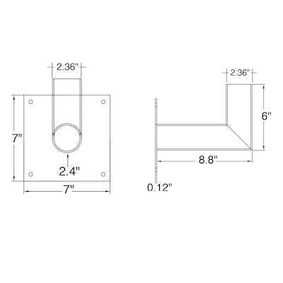 Envision LED Tenon, Wall Mount 90 Degree Arm 7" mounting Bracket, Bronze, TN-WM-90-7