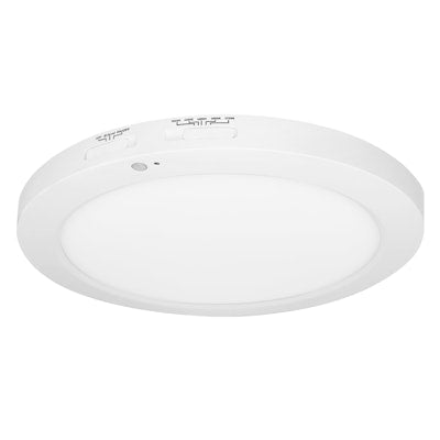 Envision LED 12" Slim-Line Surface Mount Round Bi-Level Motion Sensor, 5CCT Selectable 5000k/4000k/3500k/3000k/2700k, White, LED-SLDSKR-12-23W-5CCT-WH-BMS