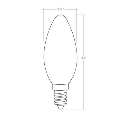 Envision LED Filament E12 Candle Torpedo, 1CCT Selectable 27K, Clear, LED-FLM-E12T-6W-27K