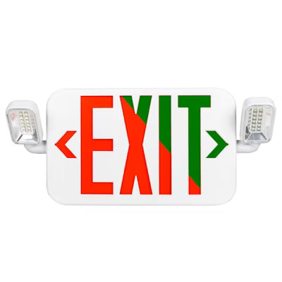 Envision LED, LED Emergency EXit Sign RED/GREEN Single or Double Sided w/ Bug Eye, 1CCT Selectable GREEN,  White, LED-EM-EXT-RG-WH-CMB