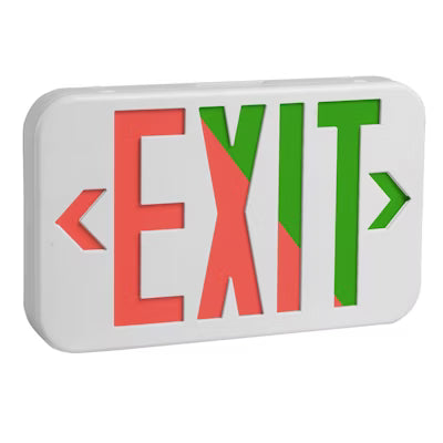 Envision LED, LED Emergency EXit Sign RED/GREEN Selectable Single or Double Sided, 1CCT Selectable GREEN, White, LED-EM-EXT-RG-WH