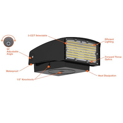 Envision LED Full Cut Off Wall Packs Adjustable, AFC-Line, 3CCT Selectable 30k/40k/50k, Black, LED-WPFC-ADJ-3P50W-TRI-BL