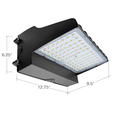 Envision LED Full-Cutoff Wall Pack, Flat-FC Line, 3CCT Selectable 30k/40k/50k, Black, LED-WPFC-FL-5P120W-TRI-BL-PC