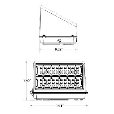 Envision LED Full-Cutoff Wall Pack, FC-Line, 3CCT Selectable 30k/40k/50k, Black, LED-WPFC-5P150-TRI-BL-PC