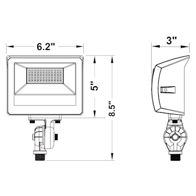Envision LED Mini Flood Light, ARCY-Line, 3CCT Selectable 30k/40k/50k, Bronze, LED-ARL3-ARC-3P30-TRI-BZ-UNV-KNT-PC