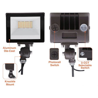 Envision LED Mini Flood Light, ARCY-Line, 3CCT Selectable 30k/40k/50k, Bronze, LED-ARL3-ARC-3P30-TRI-BZ-UNV-KNT-PC