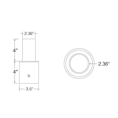 Envision LED Tenon, Round 3" Pole Reducer to 2.36" , Bronze, TN-RD-3