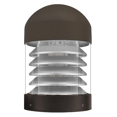 Envision LED Bollard Head, Round Louver Dome Top, 5CCT Selectable 27k/30k/35k/40k/50k, Bronze, LED-BLD-RD-5CCT-LV-DM-BZ