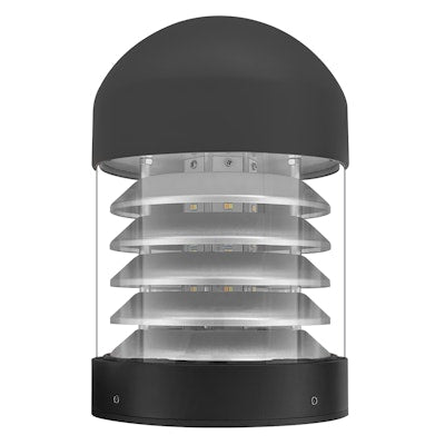 Envision LED Bollard Head, Round Louver Dome Top, 5CCT Selectable 27k/30k/35k/40k/50k, Black, LED-BLD-RD-5CCT-LV-DM-BL