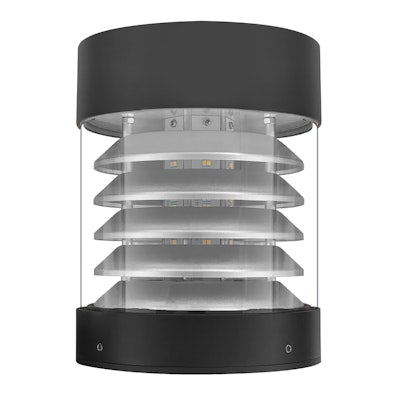 Envision LED Bollard Head, Round Louver Flat Top, 5CCT Selectable 27k/30k/35k/40k/50k, Bronze , LED-BLD-RD-5CCT-LV-FL-BZ