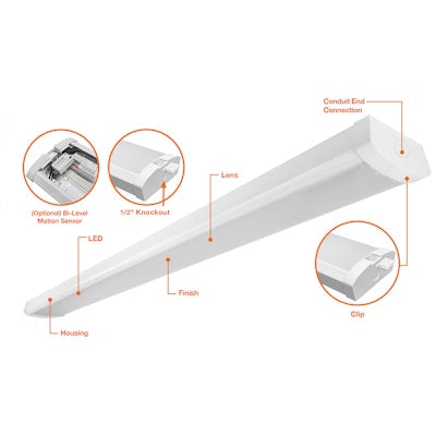 Envision LED 2 ' Frosted Wrap, 1CCT Selectable 50k, White Frosted, LED-WRP-FR-2FT-20W-50K