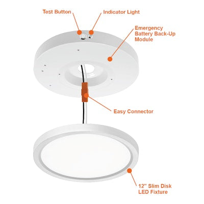 Envision LED SLDSKR-12, EM Backup for All Models, White, SLDSKR-12-EMB-UNV