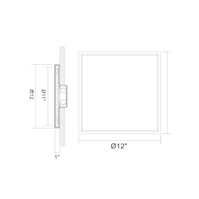 Envision LED 12" SlimLine Surface Mount Square, 5CCT Selectable 27K/30K/35K/40K/50K, White, LED-SLDSKSQ-12-22W-5CCT-WH