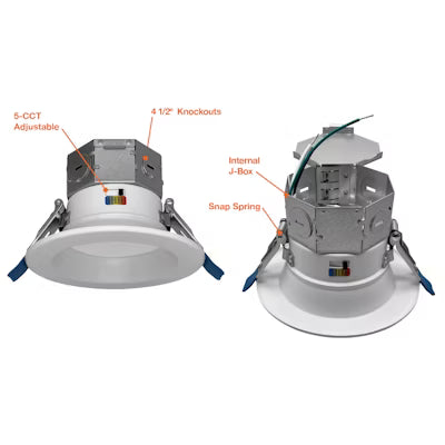 Envision LED 4" RDL-Line, 5CCT Selectable 27K/30K/35K/40K/50K, White, LED-RDL-JBX-4-11W-5CCT-WH-SM